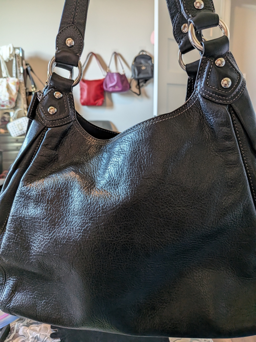 Coach Madison Sabrina Satchel - Metallic Silver Leather - Picture 6 of 15